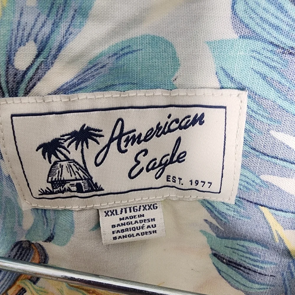 American Eagle Tropical Blue Floral Men's Shirt‎ XXL